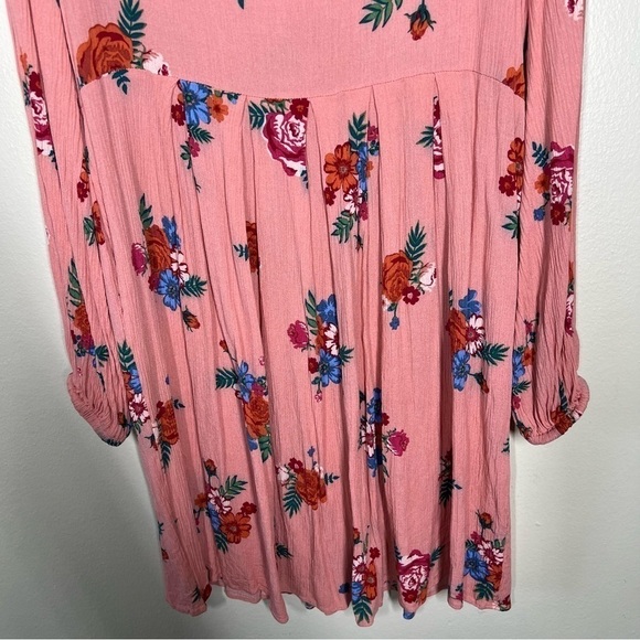 Matilda Jane Let’s Go Out Pink Floral Long Sleeve Flowy Dress Size Medium Rayon - Picture 7 of 8